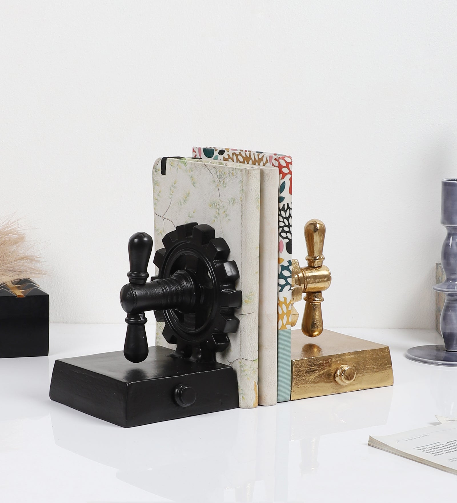 The Gearlock Bookend Gold & Silver- OUCH CART 