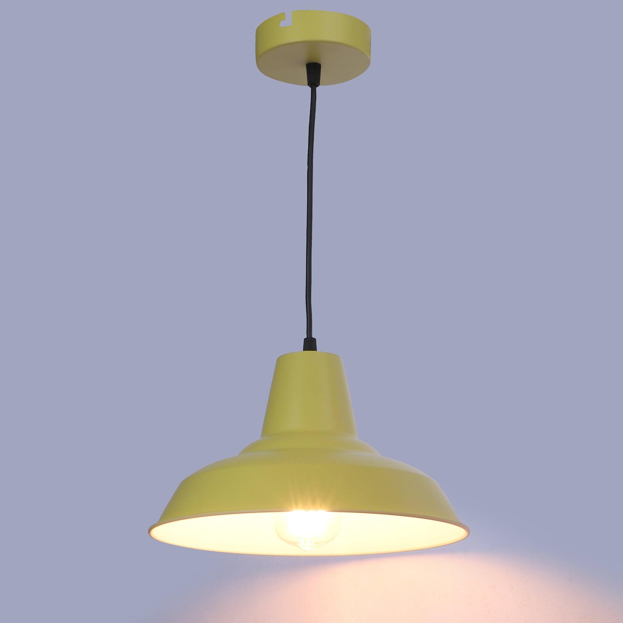 Opi Minimal Pastel Yellow Metal Single Hanging Light by SS Lightings - Ouch Cart 