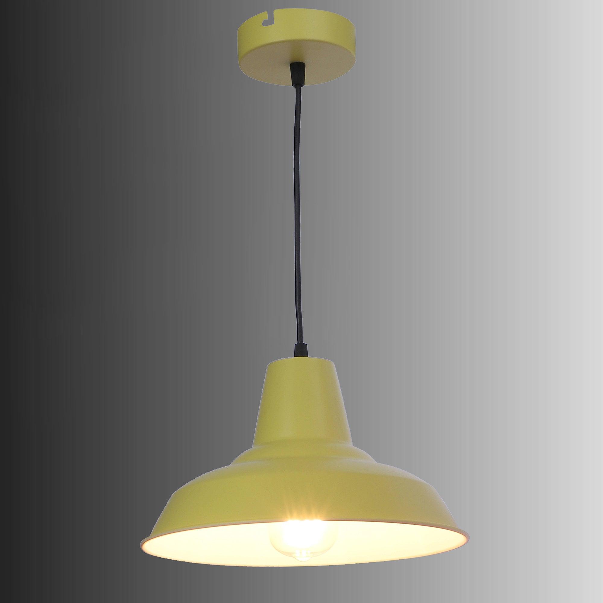 Opi Minimal Pastel Yellow Metal Single Hanging Light by SS Lightings - Ouch Cart 