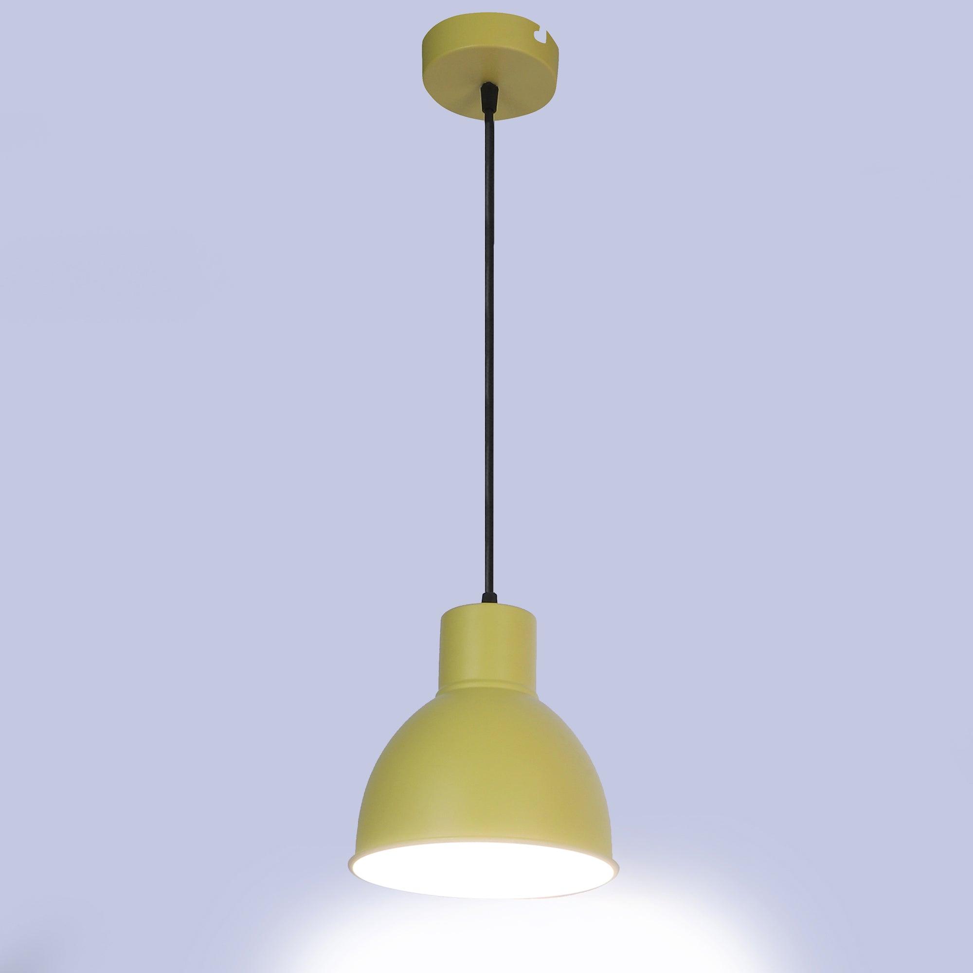 Opi Minimal Pastel Yellow Metal Single Hanging Light by SS Lightings - Ouch Cart 