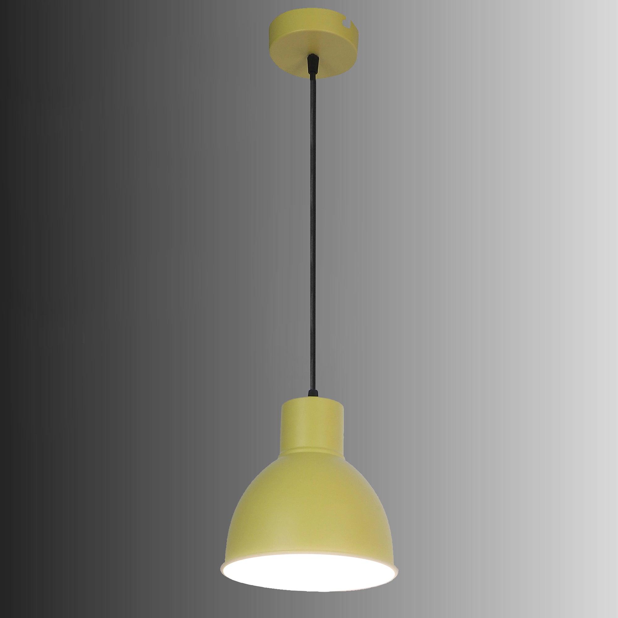 Opi Minimal Pastel Yellow Metal Single Hanging Light by SS Lightings - Ouch Cart 