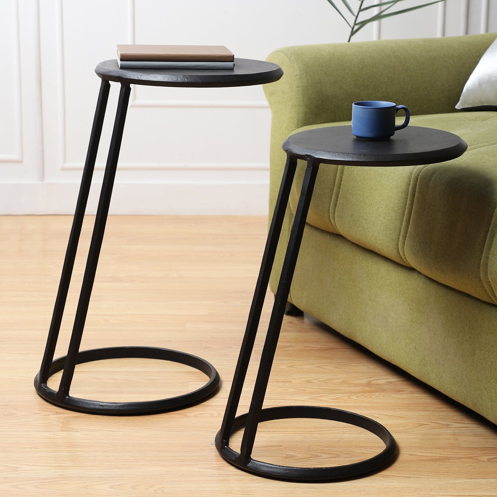 Slanted Nesting Tables by Décor de Maison in Raw Antique Gold Finish small size -ouchcart