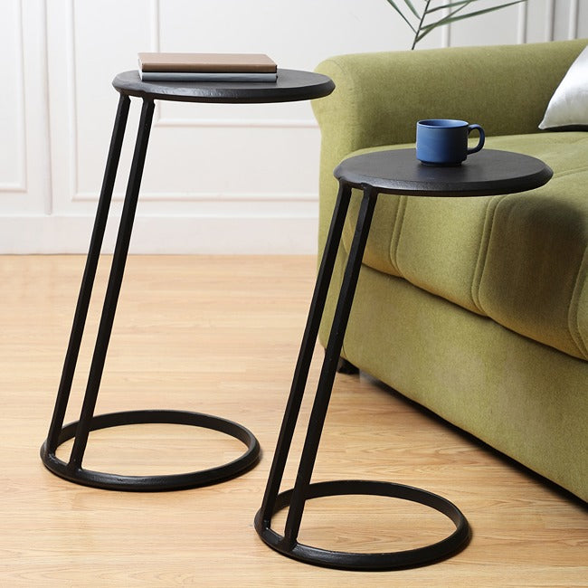 Slanted Nesting Tables by Décor de Maison in Raw Antique Gold Finish small size -OUCHCART