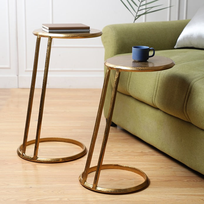 Slanted Nesting Tables by Décor de Maison in Raw Antique Gold Finish small size - OUCCART