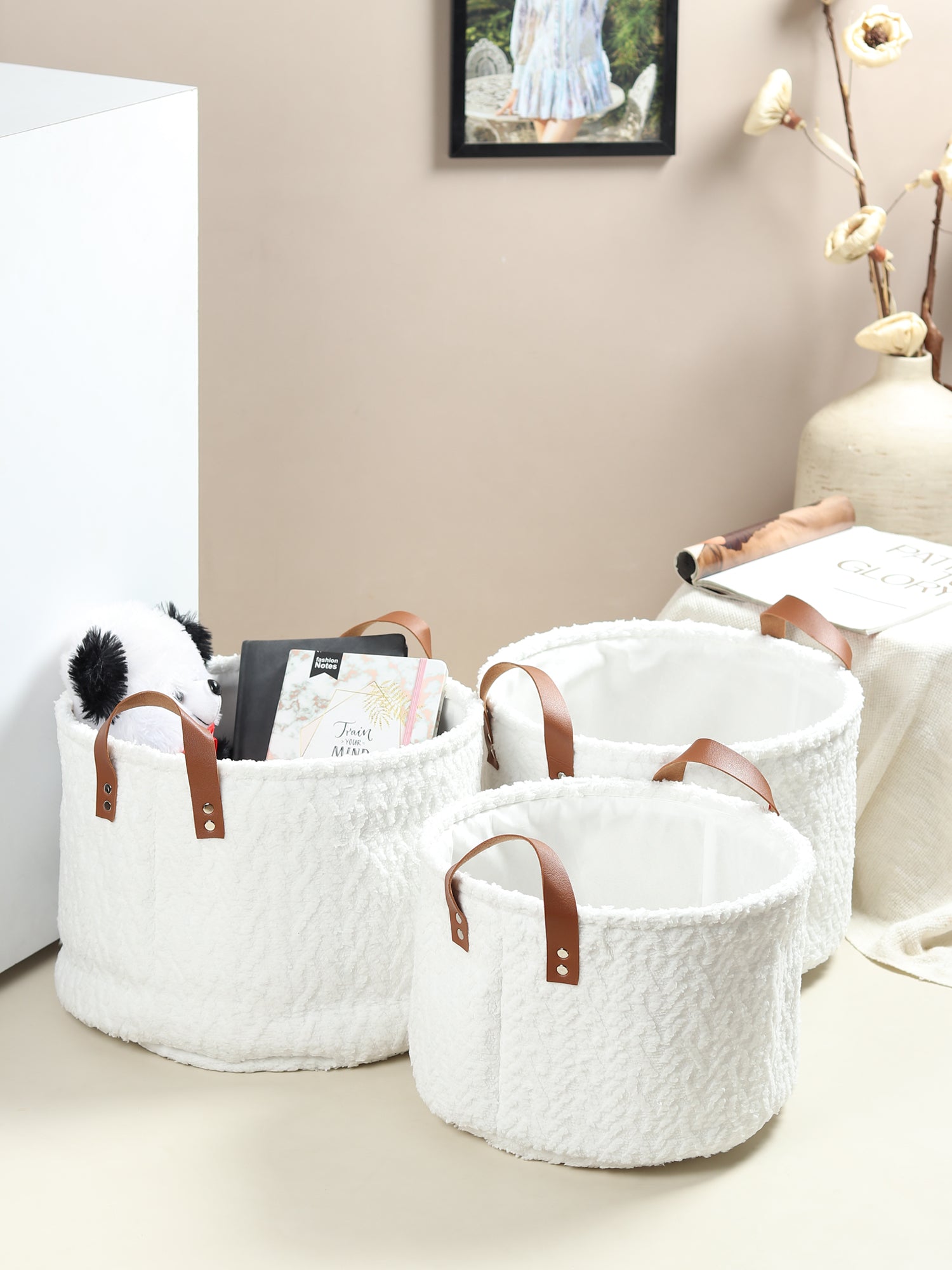 Leni Ivory Basket set of 3 - Ouchcart