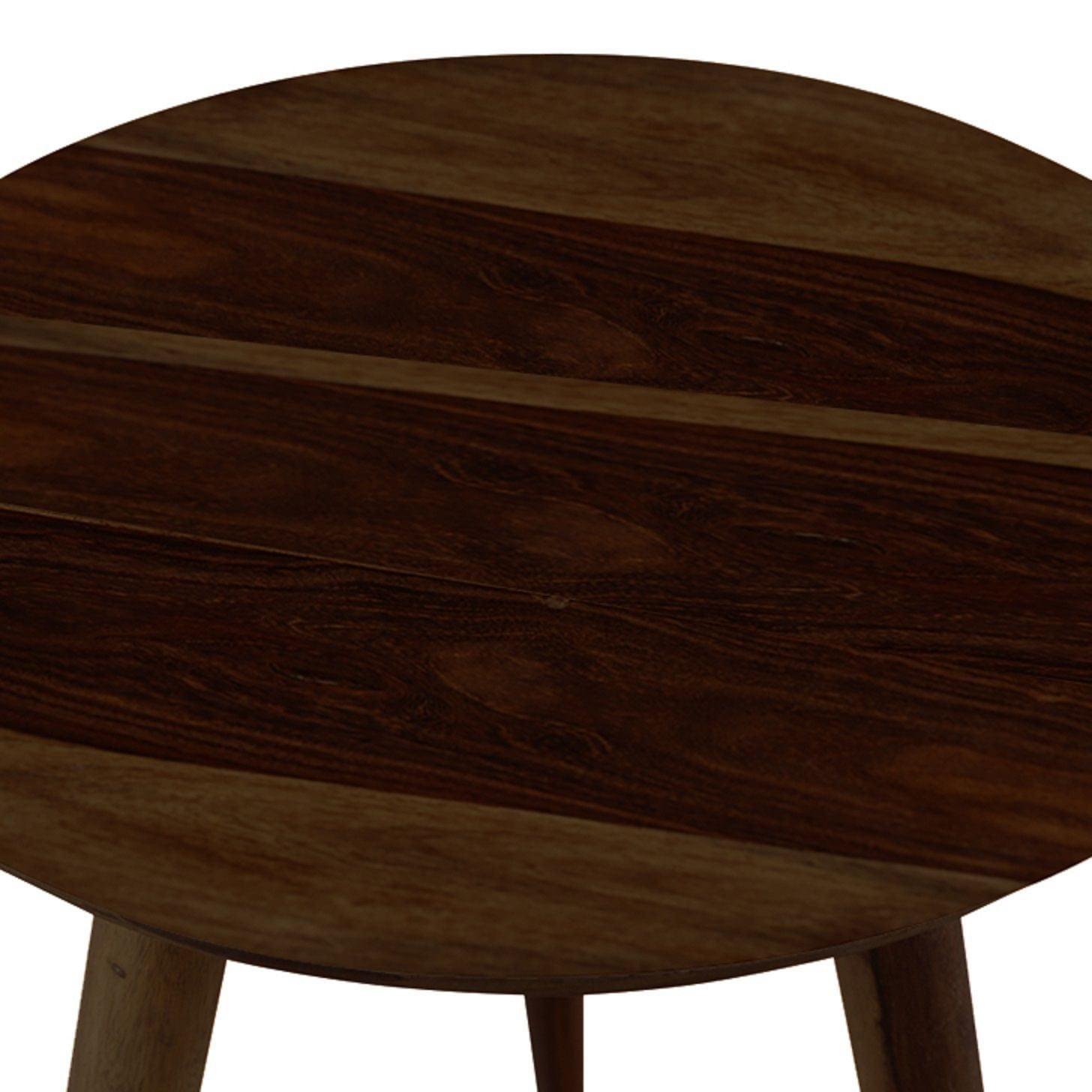 Sheesham Wood Tripod Stool In Walnut Finish - Ouch Cart 