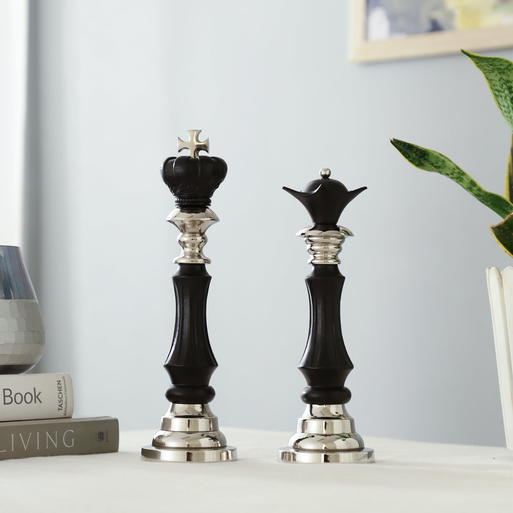  Victoris Silver Black Set of  King and Queen Chess - OUCHCART  Chess
