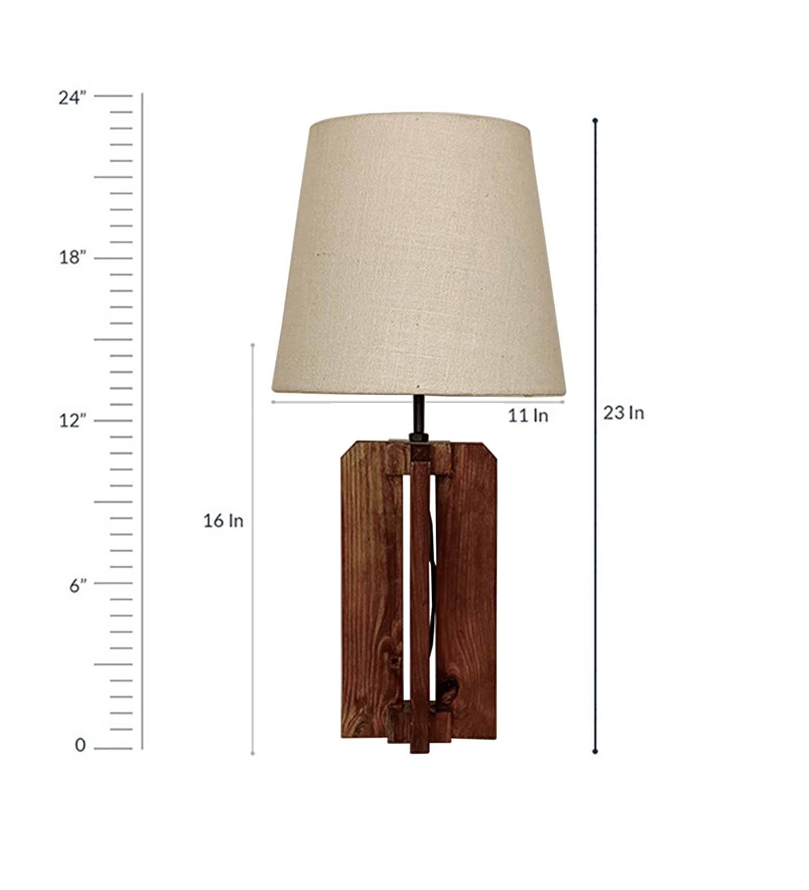 Stella Brown Wooden Table Lamp with White Fabric Lampshade (BULB NOT INCLUDED)