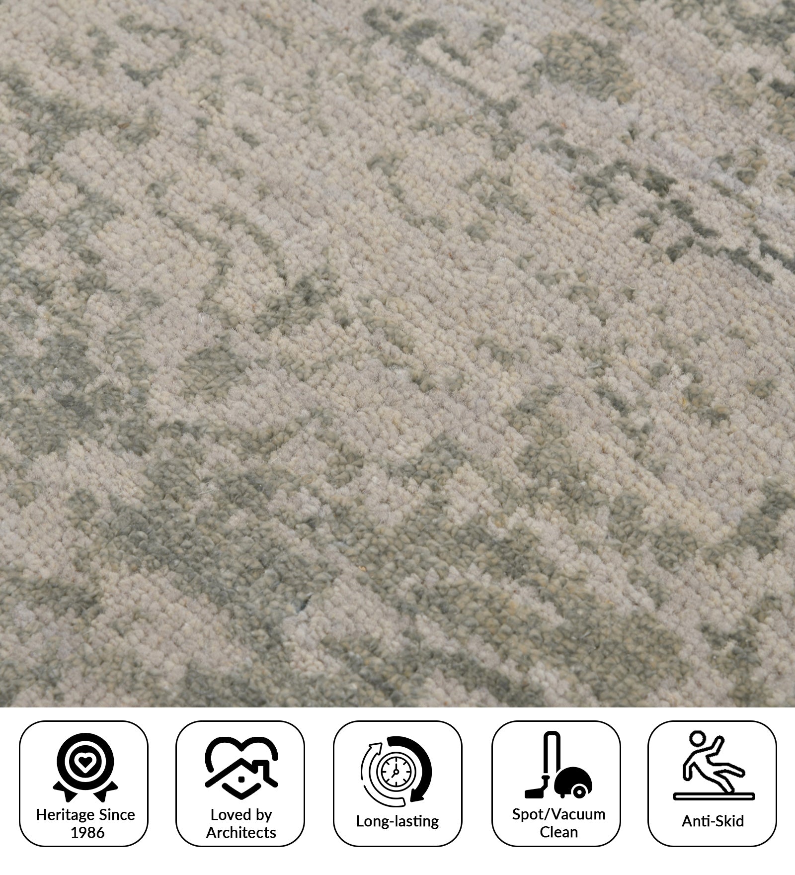 Dazzle Transitional Pattern Hand Knotted  Rectangle Anti-Skid Designer Carpet, Prayer Rug For Office Cabins, Small Living Spaces - 2'X3'