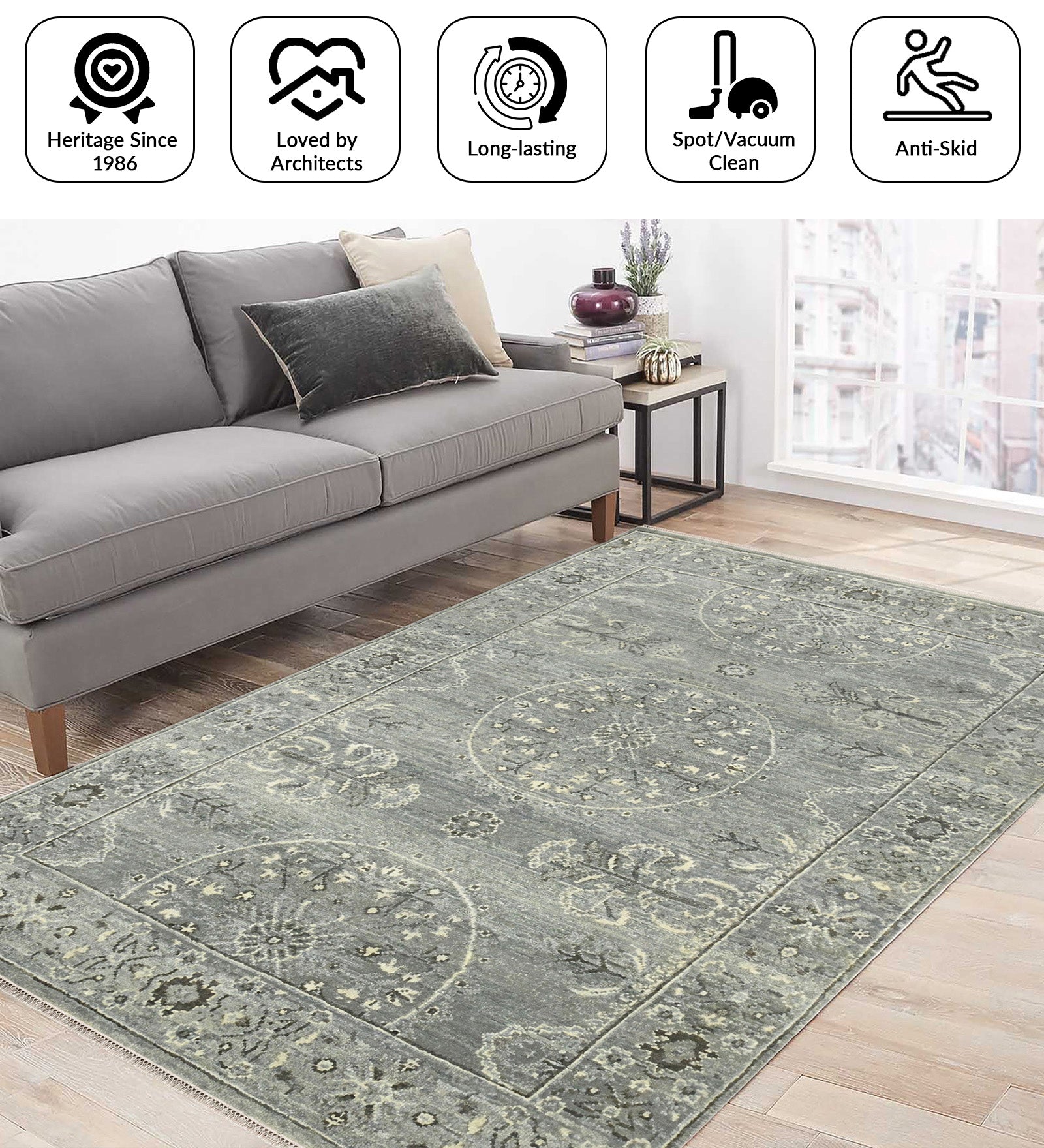 Nuit Arabe Traditional Pattern Hand Knotted  Rectangle Anti-Skid Designer Carpet, Area Rug For Bed Room, Living Room - 8'X10'