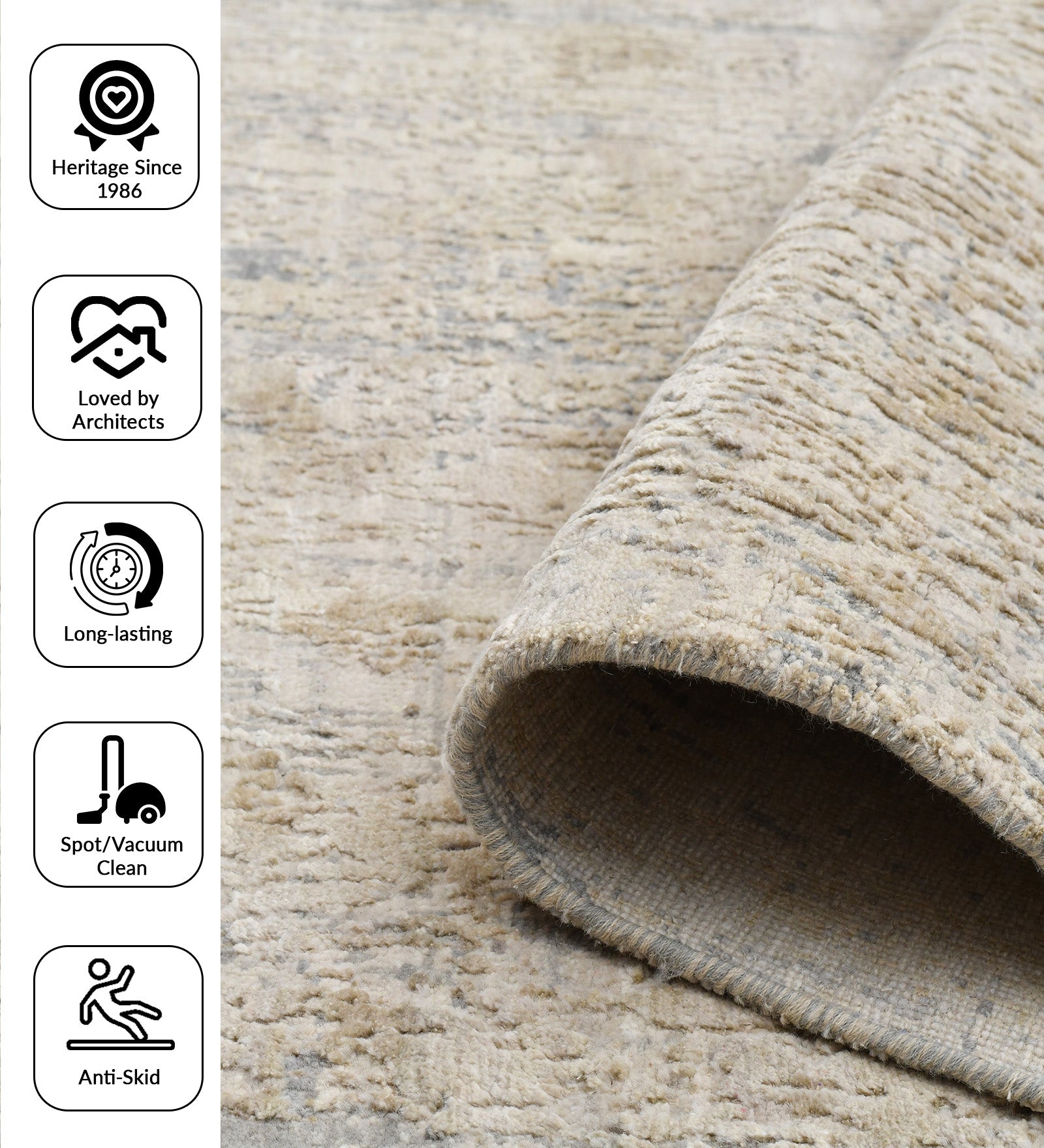 Zenith Modern Pattern Hand Knotted  Rectangle Anti-Skid Designer Carpet, Prayer Rug For Office Cabins, Small Living Spaces - 2'X3'
