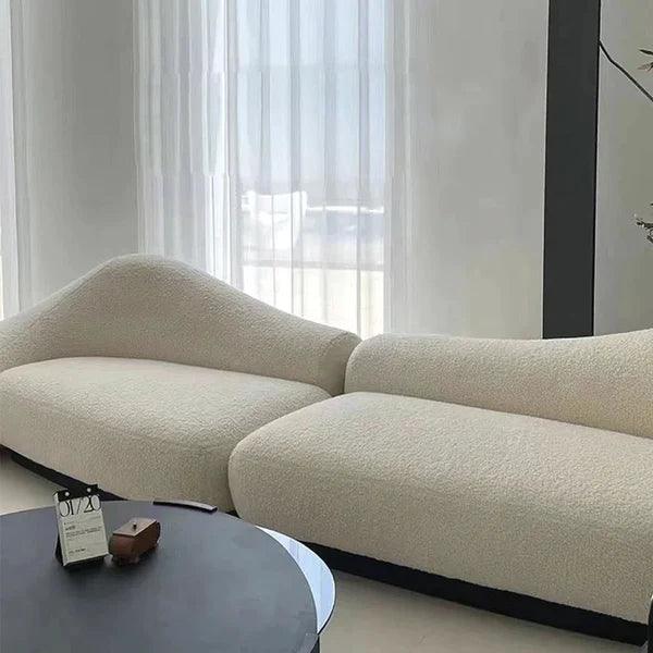 Sofa Cream Lamb Velvet Sofa In Mo Upholstered Sofa - Ouch Cart 