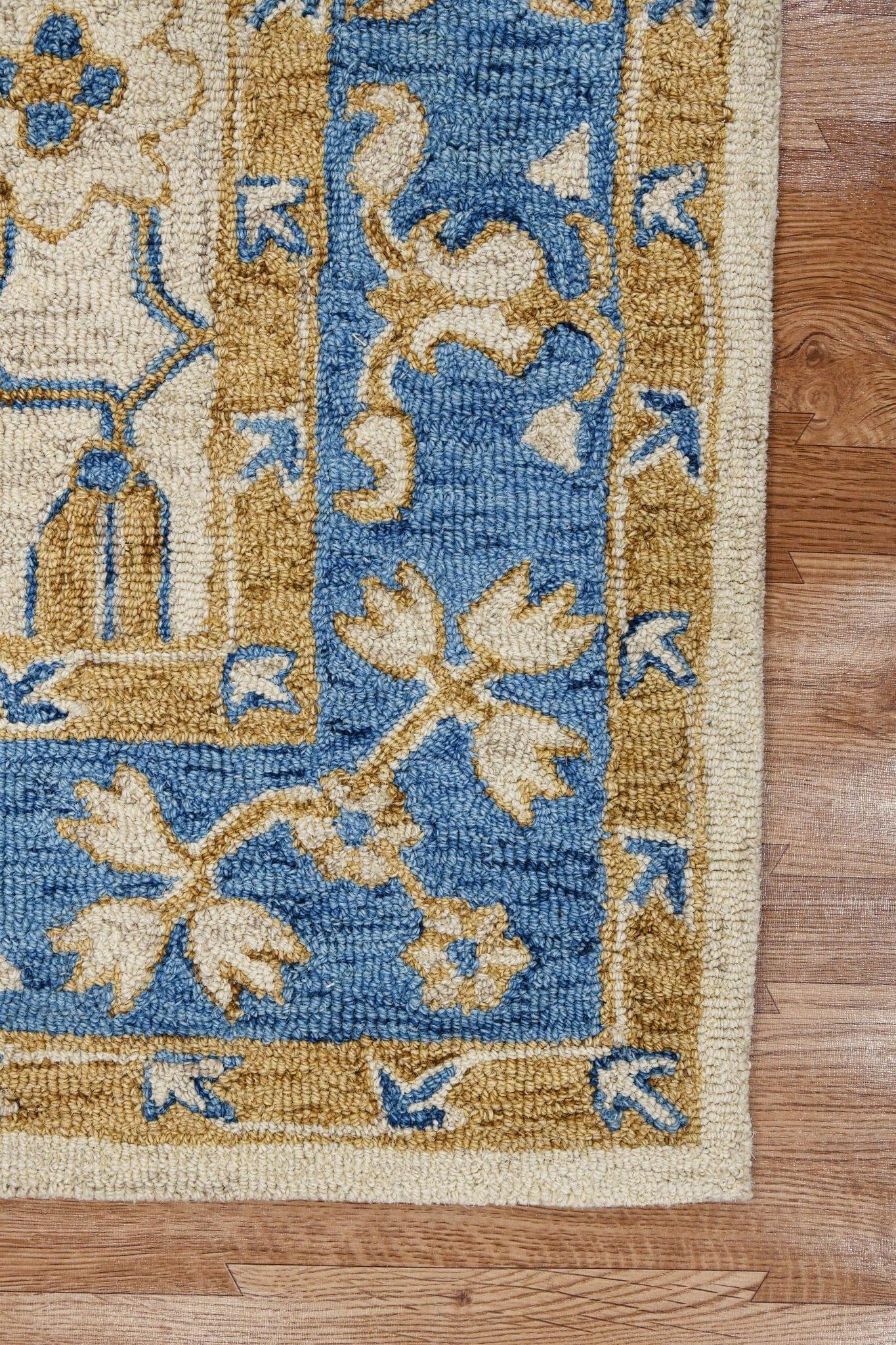 Royal Blue Wool Romania 5x8 Feet Hand-Tufted Carpet - Rug - Ouch Cart 