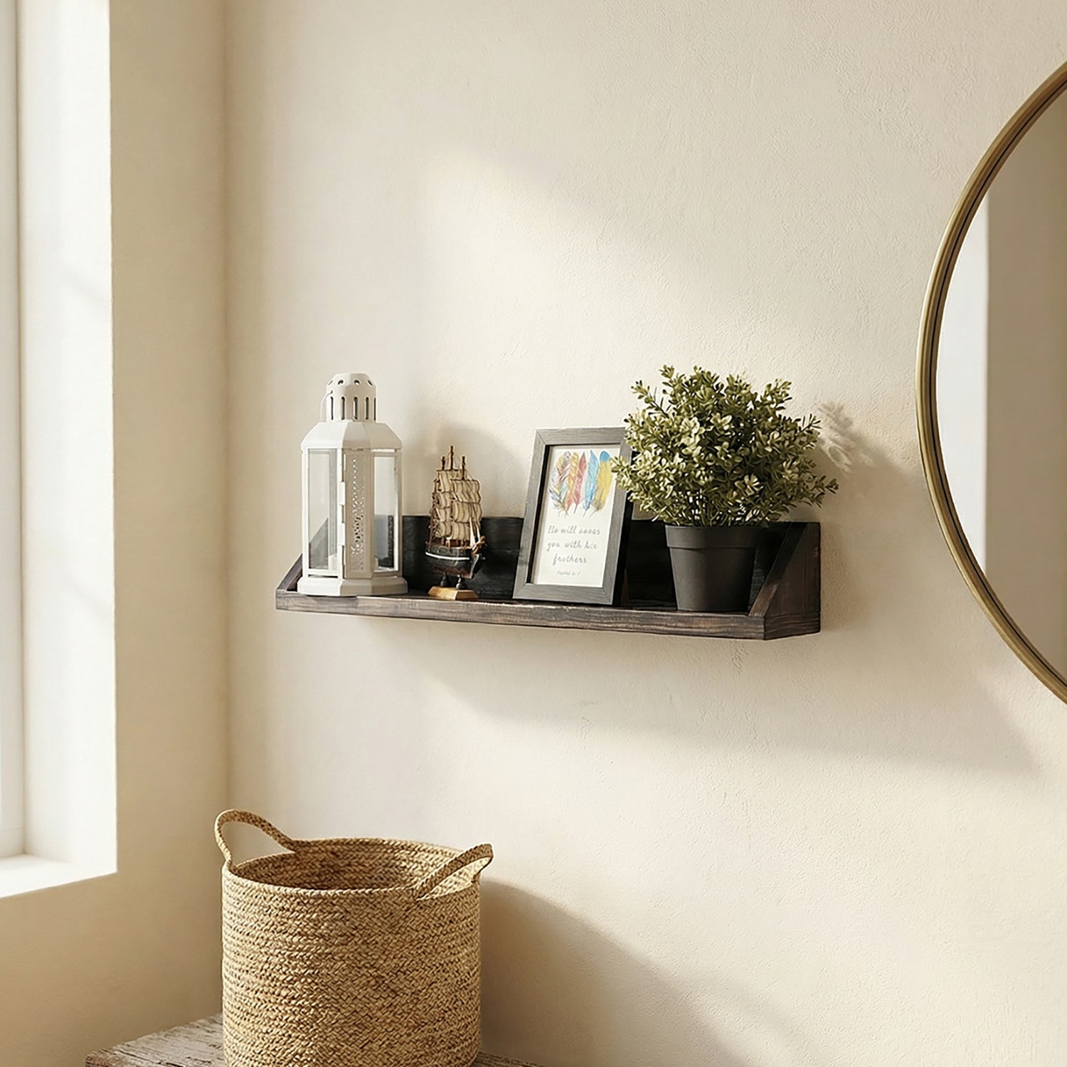 Ivan Wooden Wall Shelf Organiser