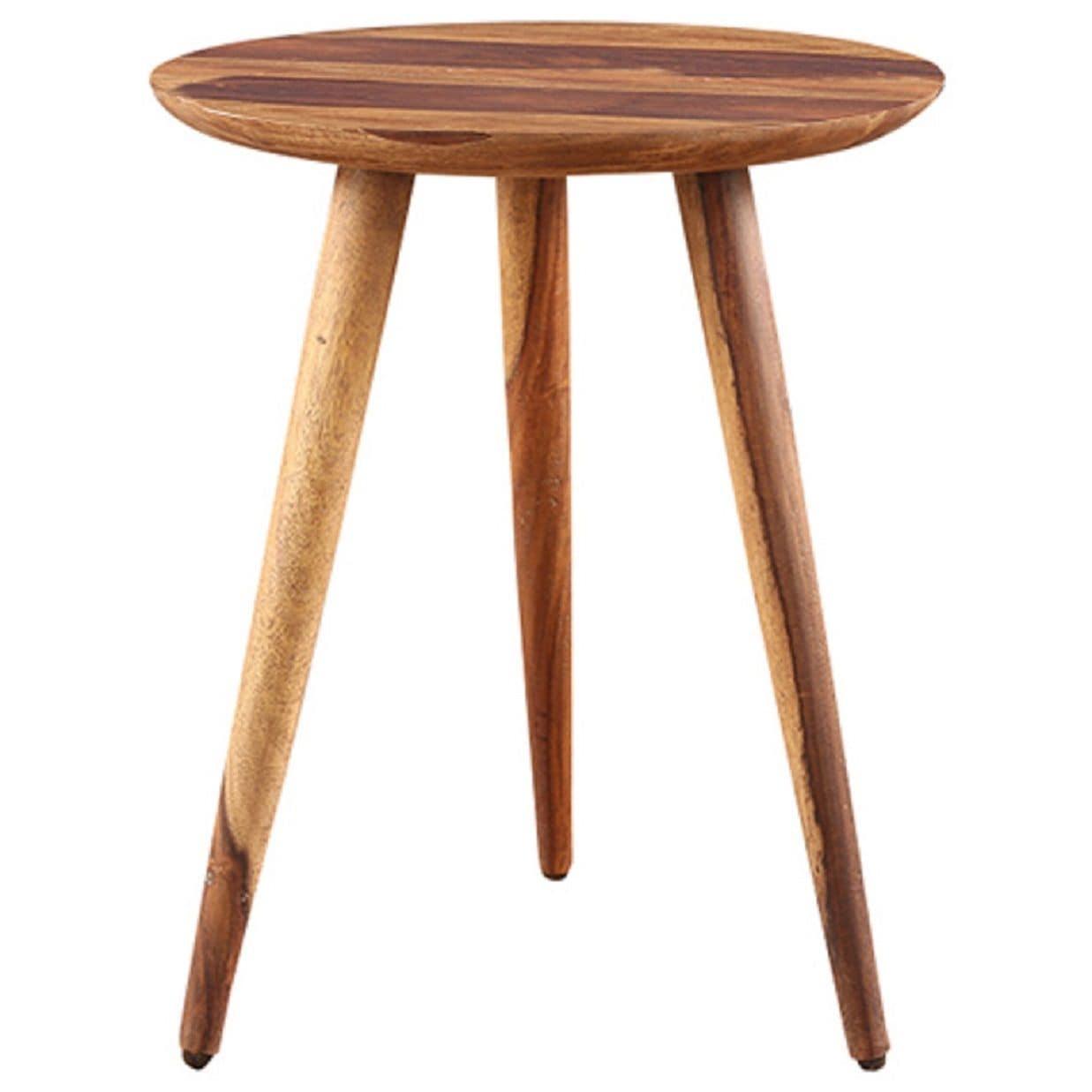 Sheesham Wood Tripod Stool In Honey Finish - Ouch Cart 