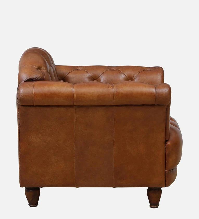 Leather 1 Seater Sofa In Antique Tan Colour - Ouch Cart 