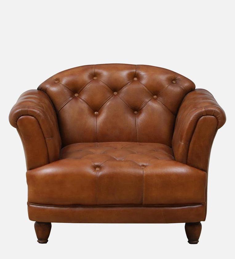 Leather 1 Seater Sofa In Antique Tan Colour - Ouch Cart 