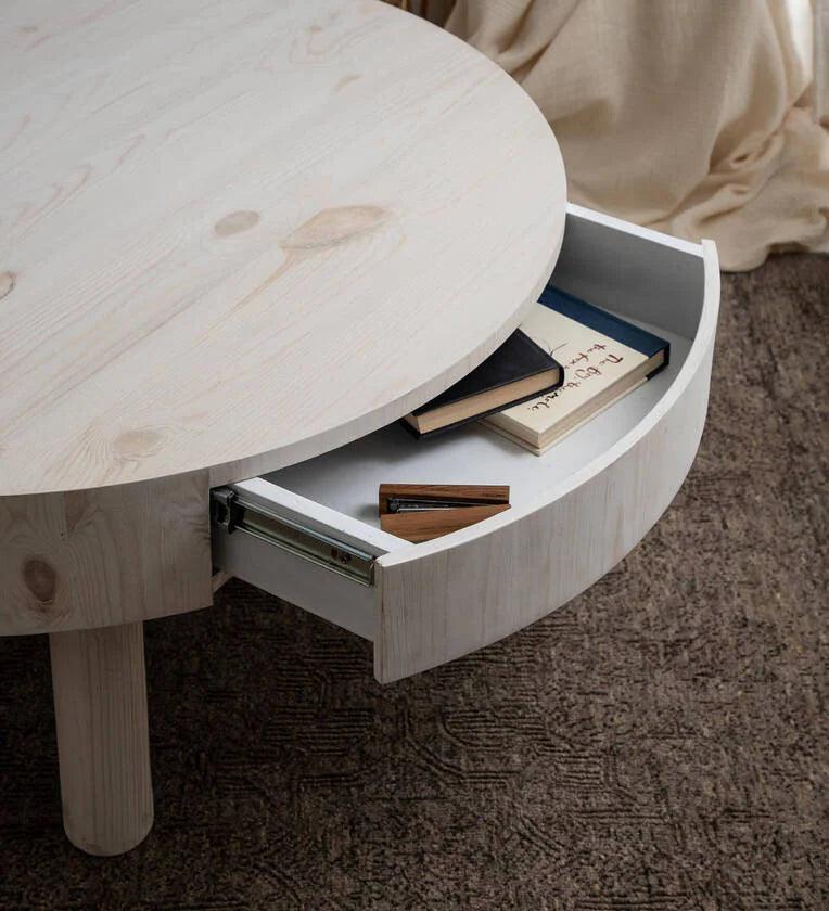 Solid wood Coffee Table (Set of 2 )In White Colour - Ouch Cart 