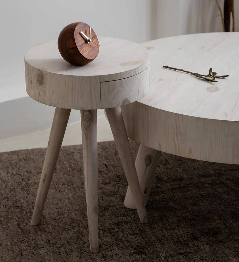 Solid wood Coffee Table (Set of 2 )In White Colour - Ouch Cart 