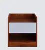 Bedside Table in Natural Teak & Cold White Finish - Ouch Cart 