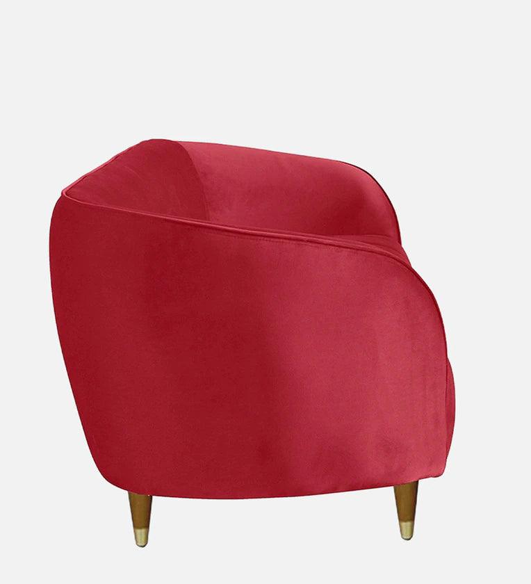 Velvet 1 Seater Sofa In Red Colour - Ouch Cart 