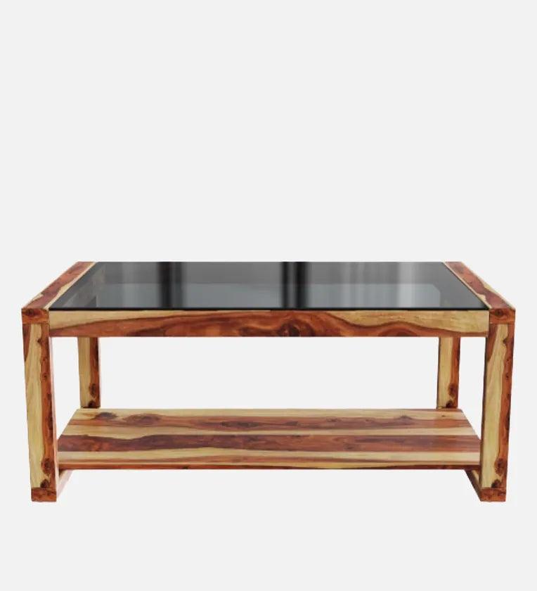 Sheesham Wood Coffee Table In Natural Teak Colour - Ouch Cart 