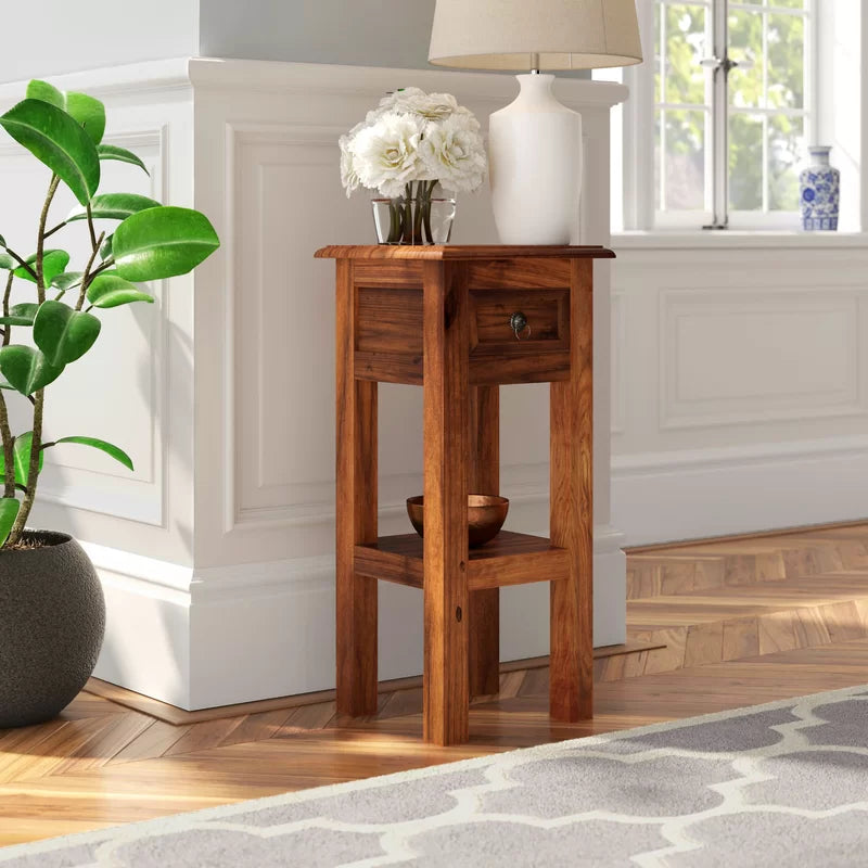 Elegant Sage Indian Plant Stand: A Touch of Tradition for Your Greenery"