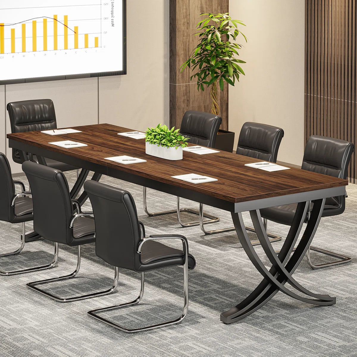 Jaline 78.74'' Rectangle Conference Table (Set of 4)-OUCH CART 