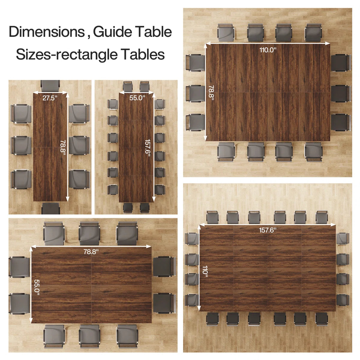Jaline 78.74'' Rectangle Conference Table (Set of 4)-OUCH CART 