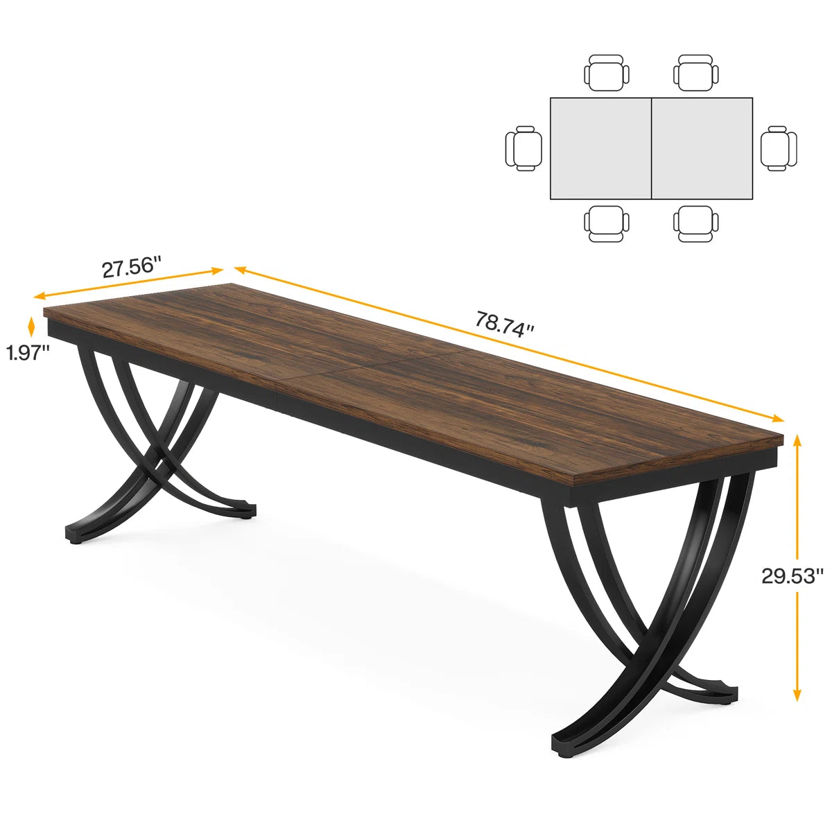 Jaline 78.74'' Rectangle Conference Table (Set of 4)