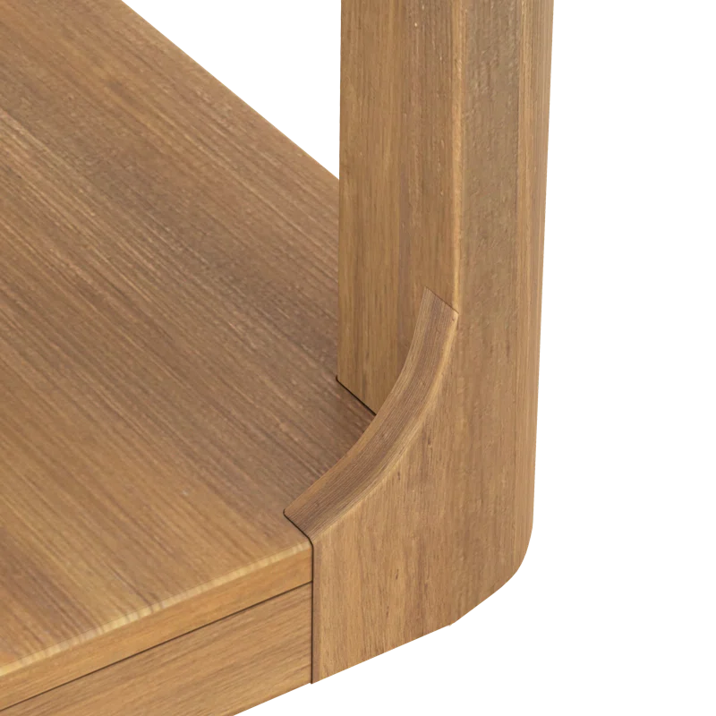 Solid Pine Wood Coffee Table with Storage Shelf | Modern Rounded Rectangular Center Table for Living Room