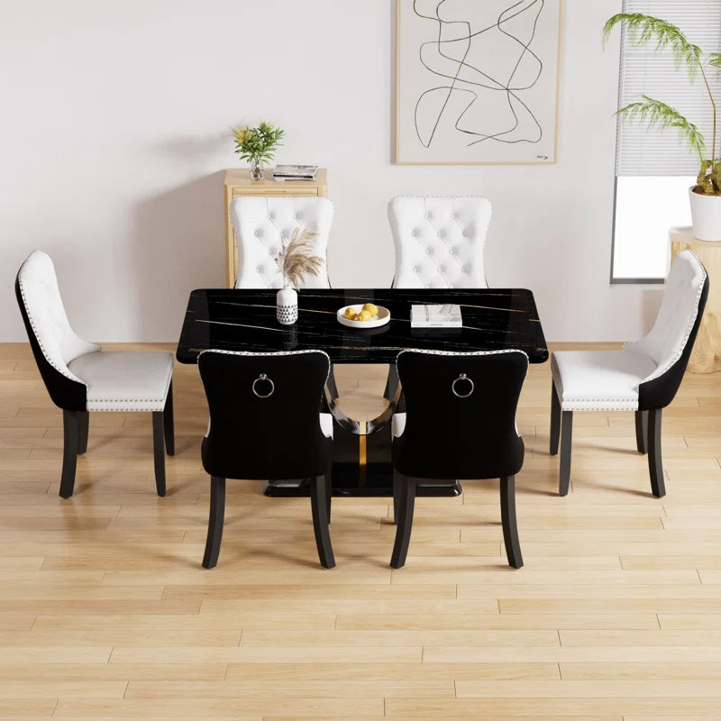 "Elegant 7-Piece Pedestal Dining Set: A Perfect Centerpiece for Gatherings"
