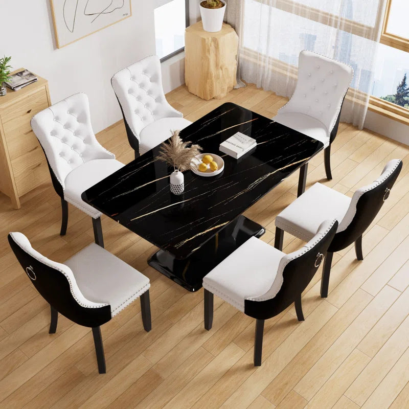 "Elegant 7-Piece Pedestal Dining Set: A Perfect Centerpiece for Gatherings"
