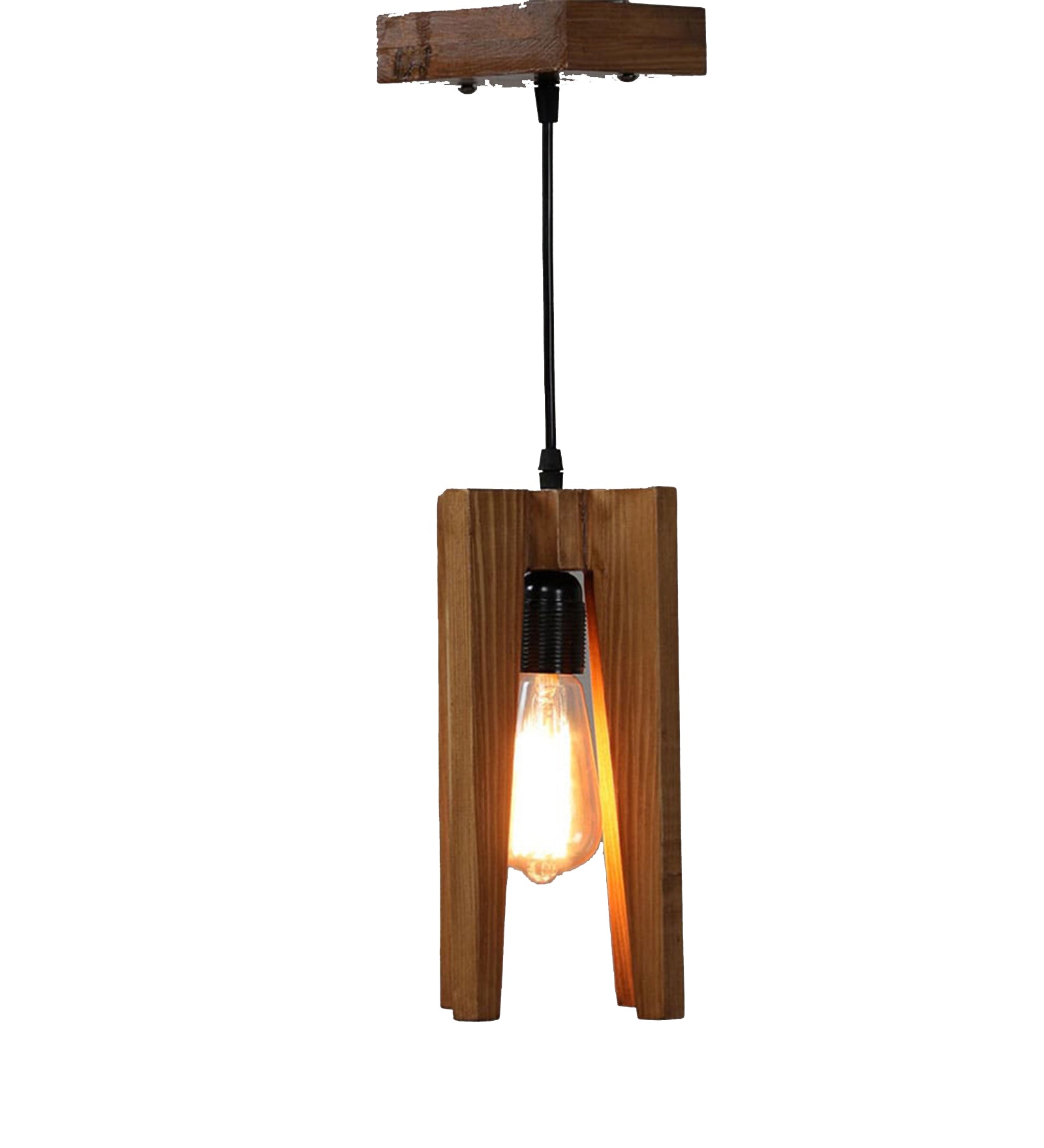 Jet Beige Wooden Single Hanging Lamp (BULB NOT INCLUDED)