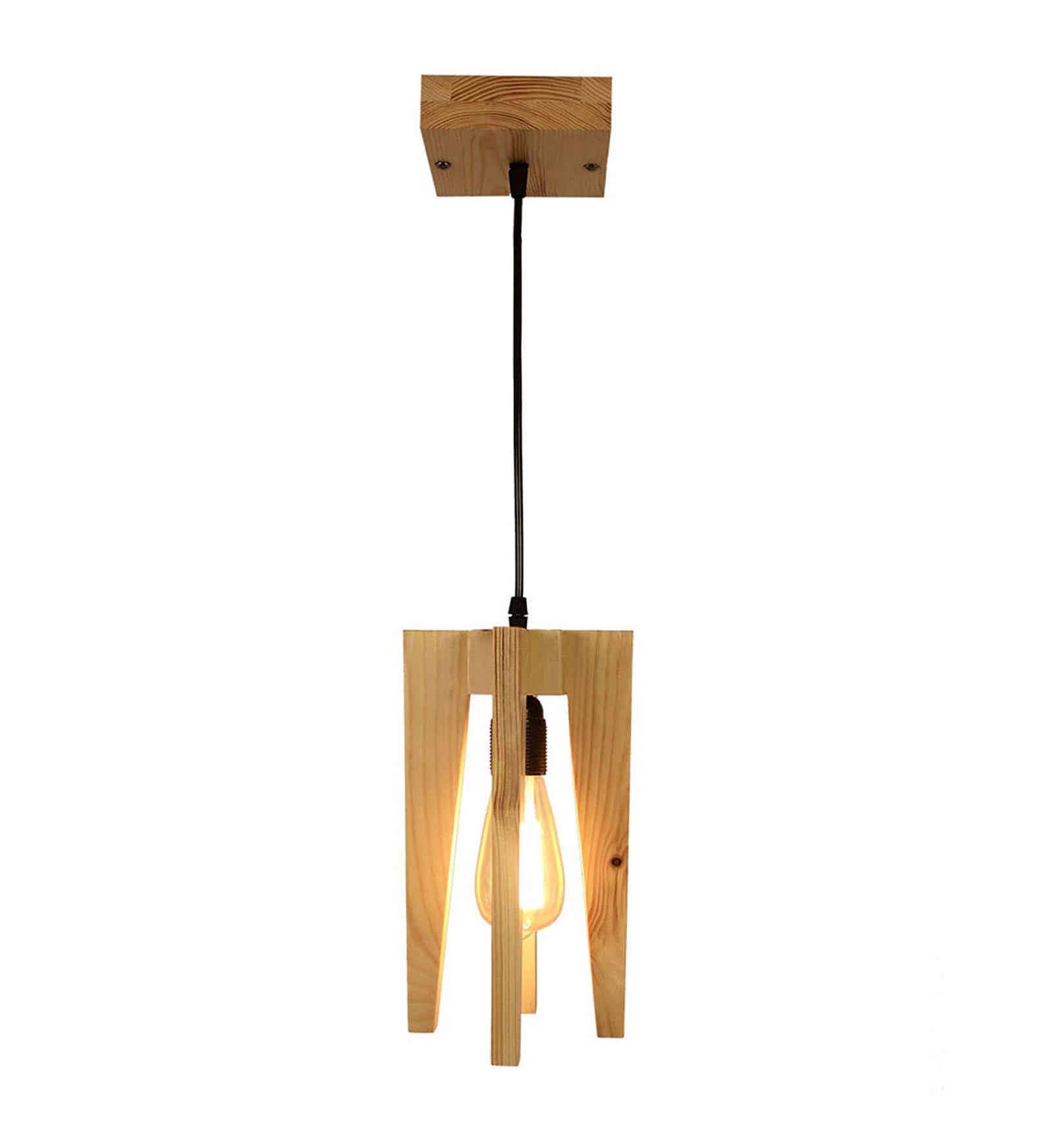 Jet Brown Wooden Single Hanging Lamp (BULB NOT INCLUDED)