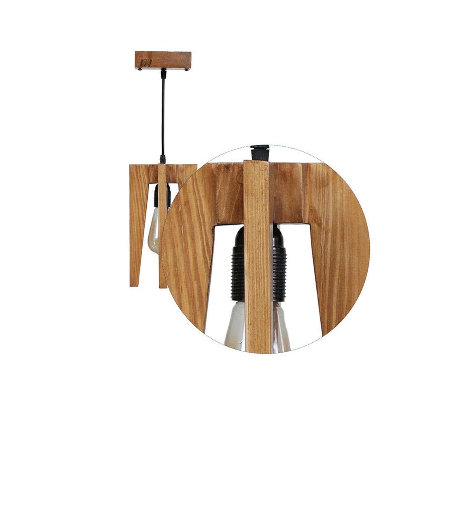 Jet Beige Wooden Single Hanging Lamp (BULB NOT INCLUDED)