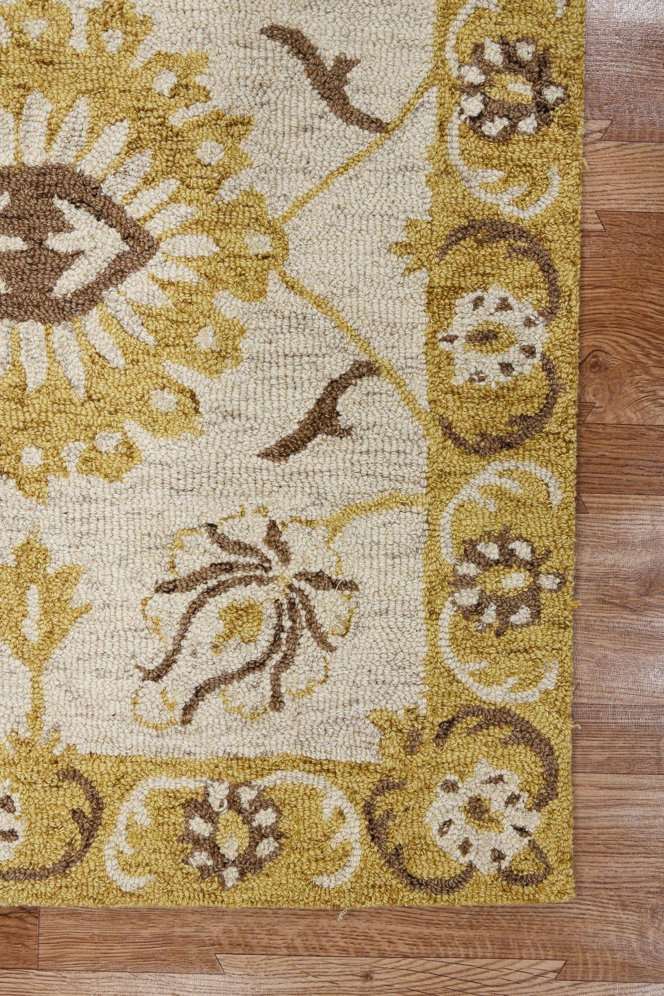 Gold Wool Romania 5x8 Feet Hand-Tufted Carpet - Rug - Ouch Cart 