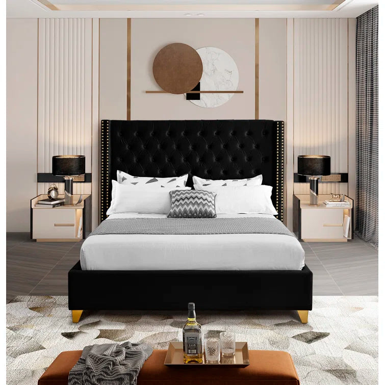 Joclynn Upholstered Wingback Bed