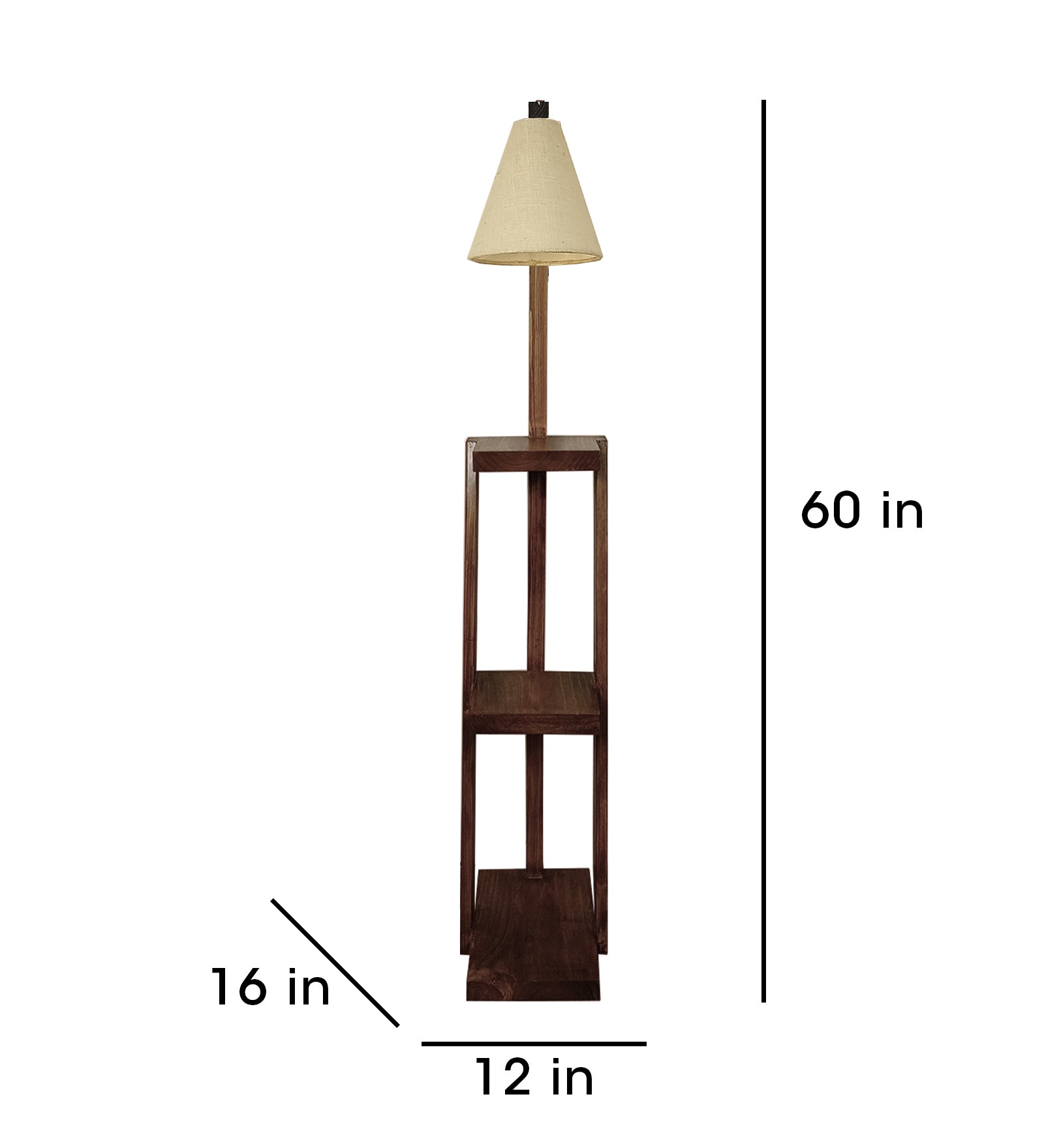 Julia Wooden Floor Lamp with Brown Base and Jute Fabric Lampshade (BULB NOT INCLUDED)