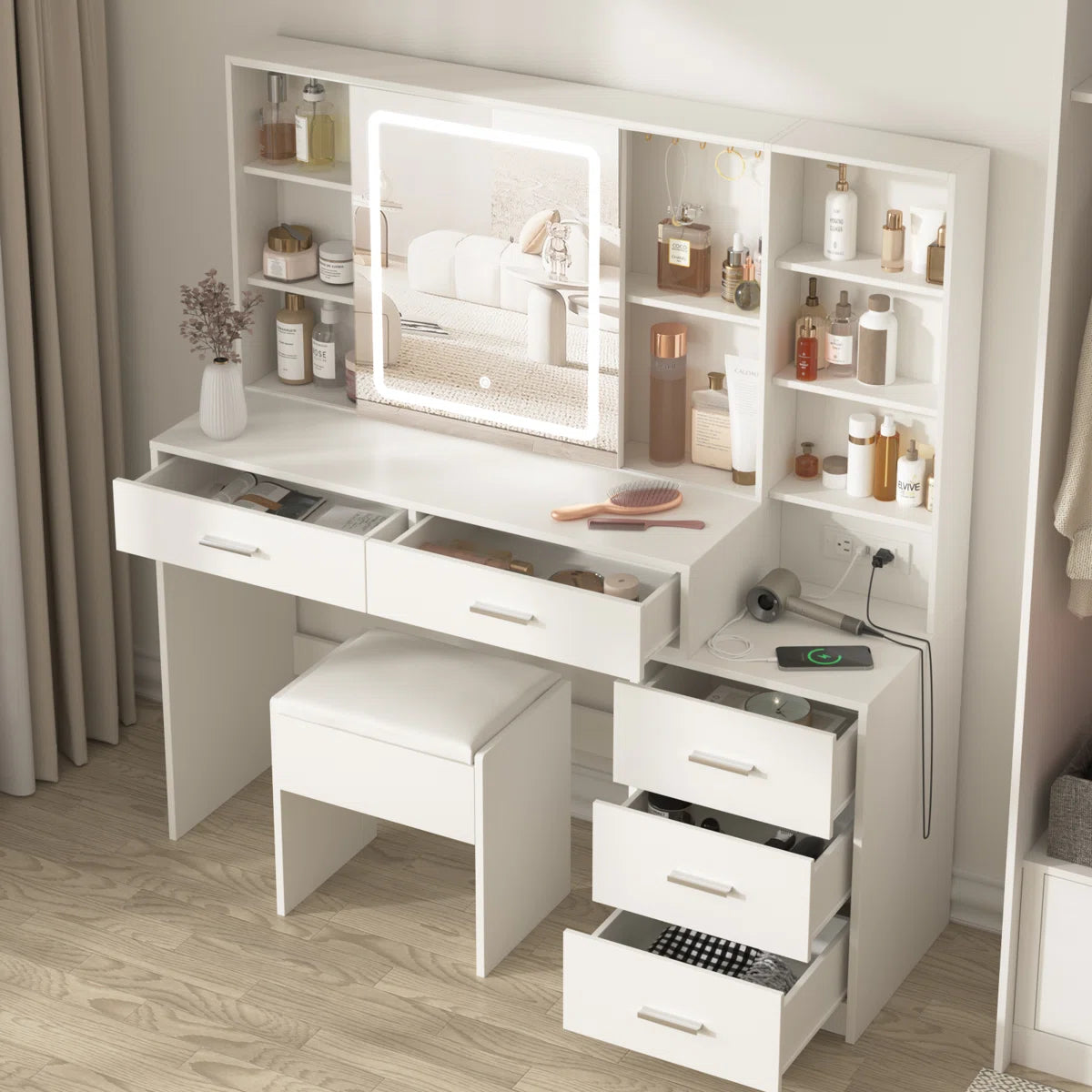 Elegant Jynna Makeup Vanity Desk with Drawers-OUCH CART |Dressing table