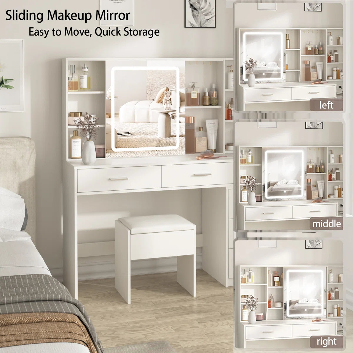 Elegant Jynna Makeup Vanity Desk with Drawers