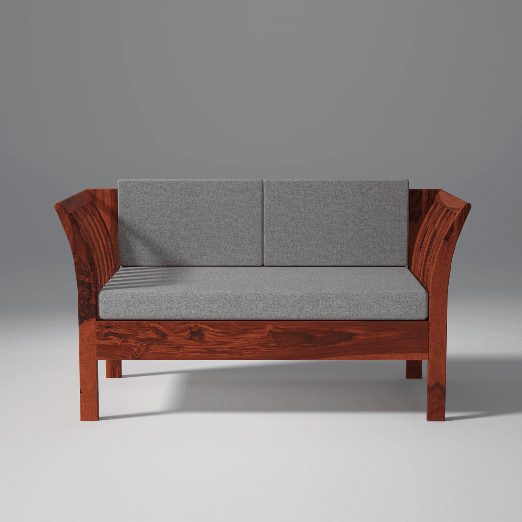 Komfor Sheesham Wood Sofa Set In Reddish Rosewood - Ouch Cart 