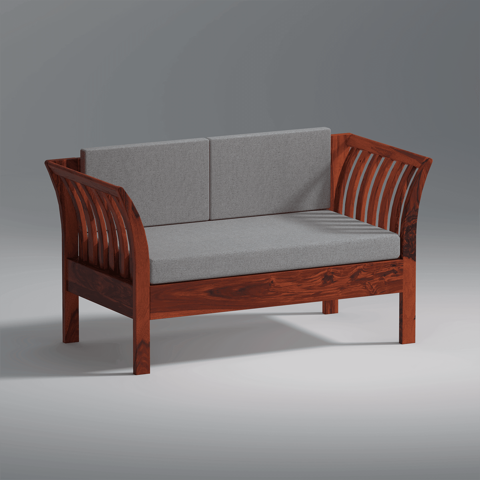 Komfor Sheesham Wood Sofa Set In Reddish Rosewood - Ouch Cart 