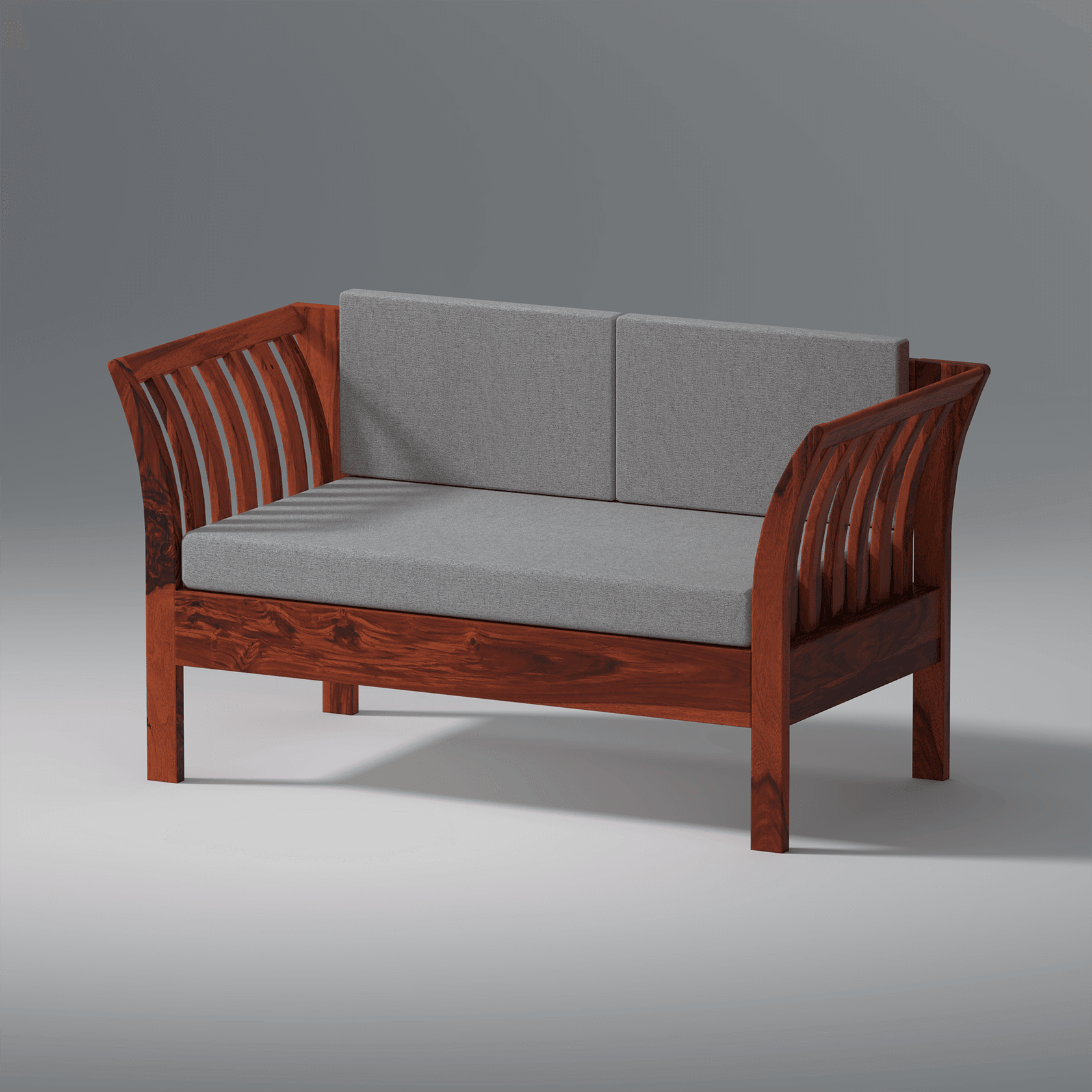 Komfor Sheesham Wood Sofa Set In Reddish Rosewood - Ouch Cart 