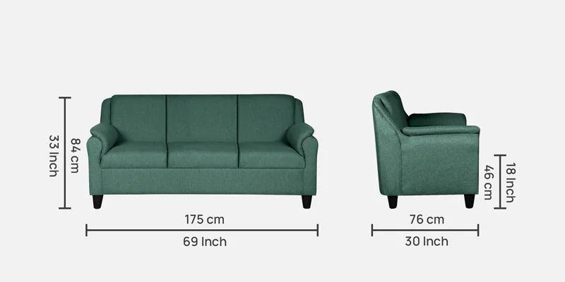 Fabric 3 Seater Sofa In Imperial Green Colour - Ouch Cart 