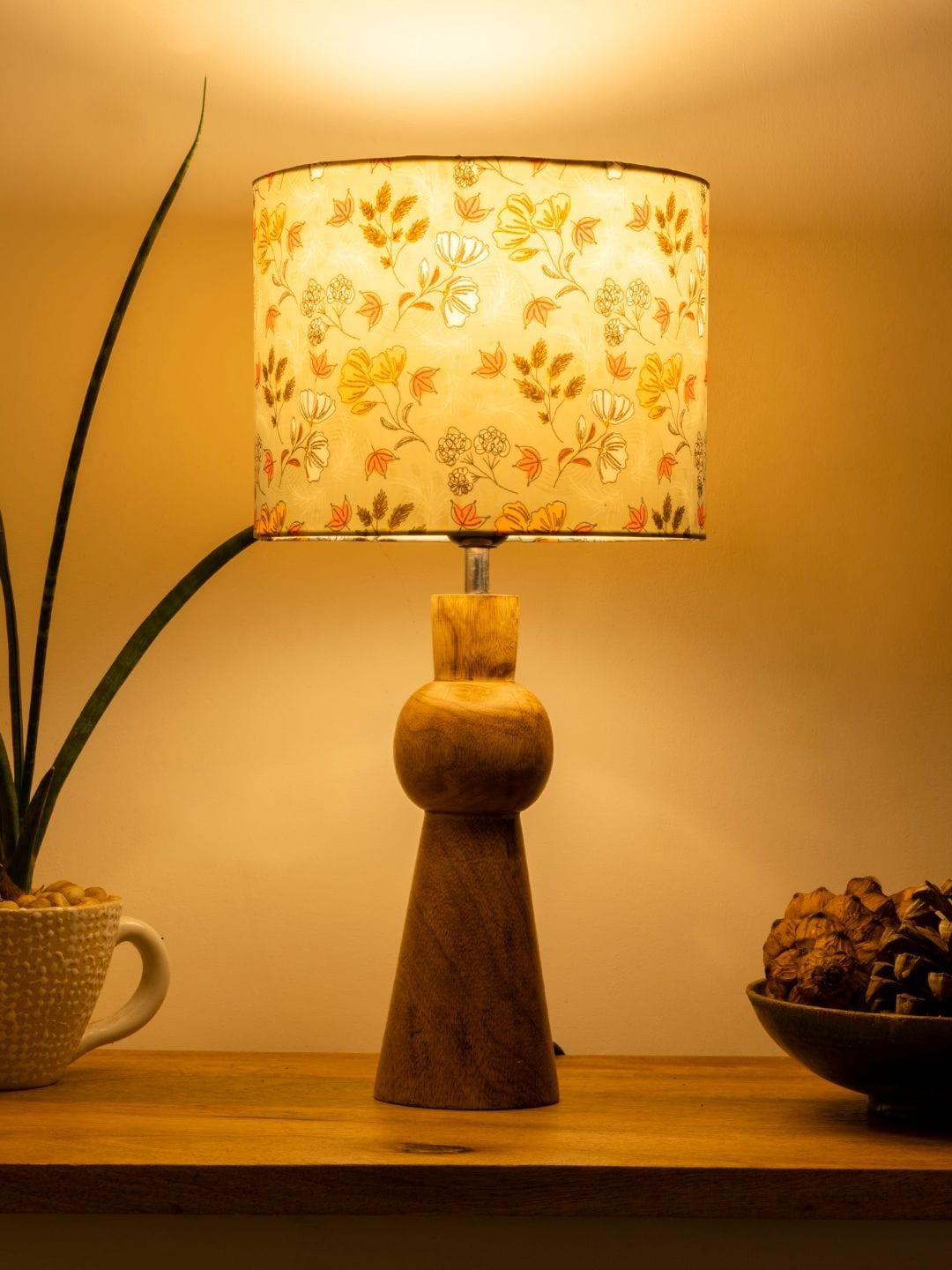 Wooden Skirt Lamp with Multicolor Gardenia Shade - Ouch Cart 