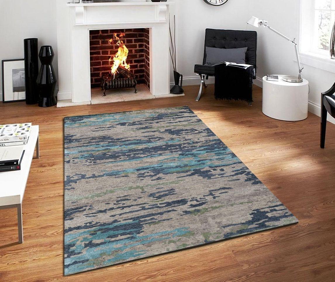 Sand Wool & Viscose Abstract Hand-Tufted Carpet Abstract Rug 4x6 Feet