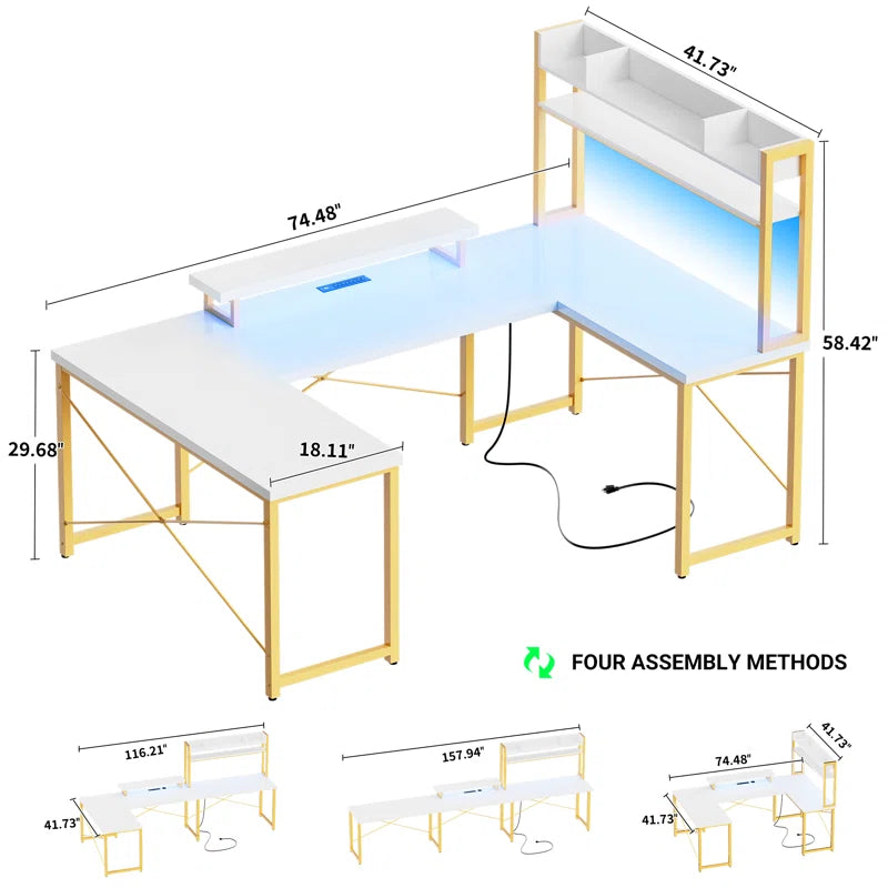 U-Shaped Metal Base Computer Desk