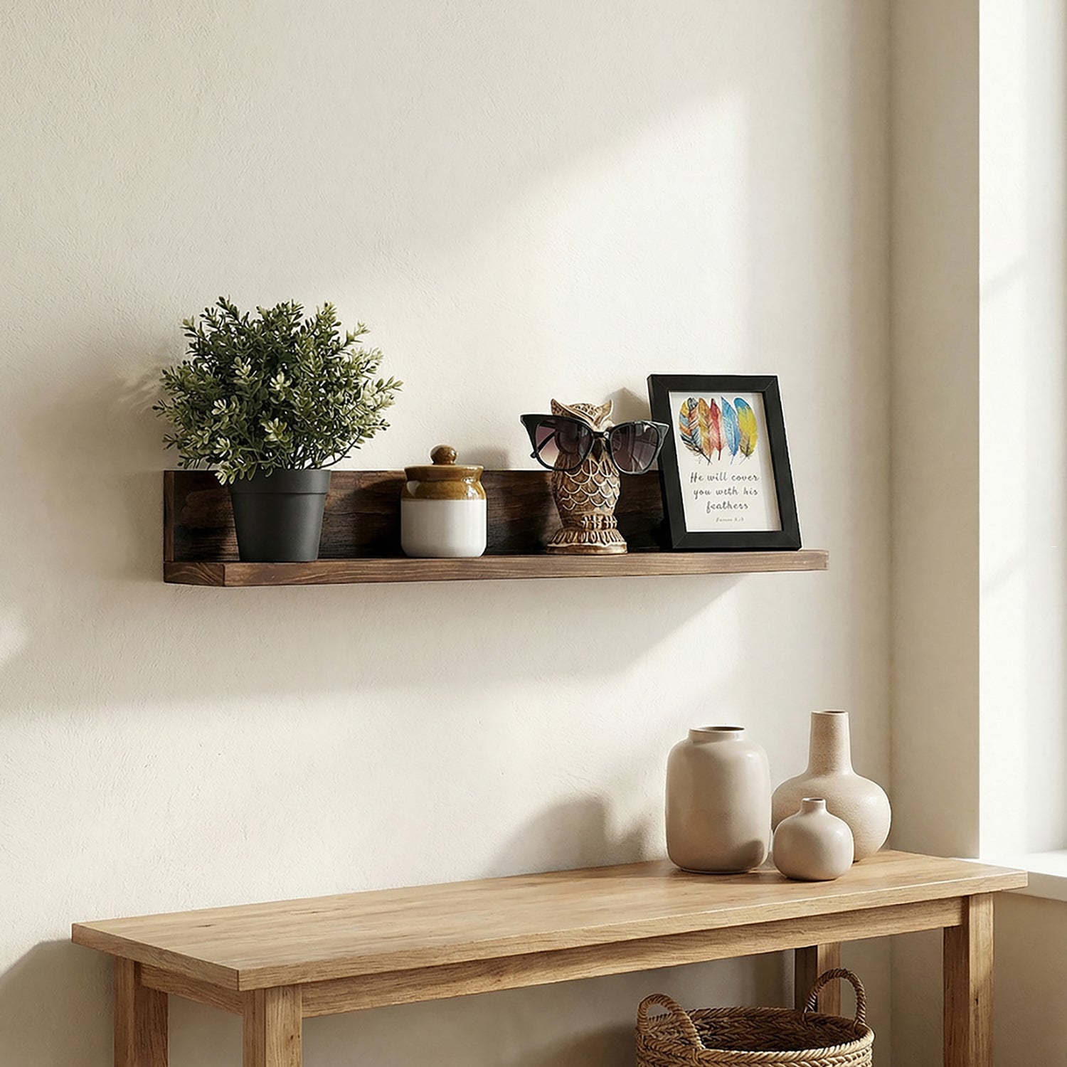 Karl Wooden Wall Shelf Organiser