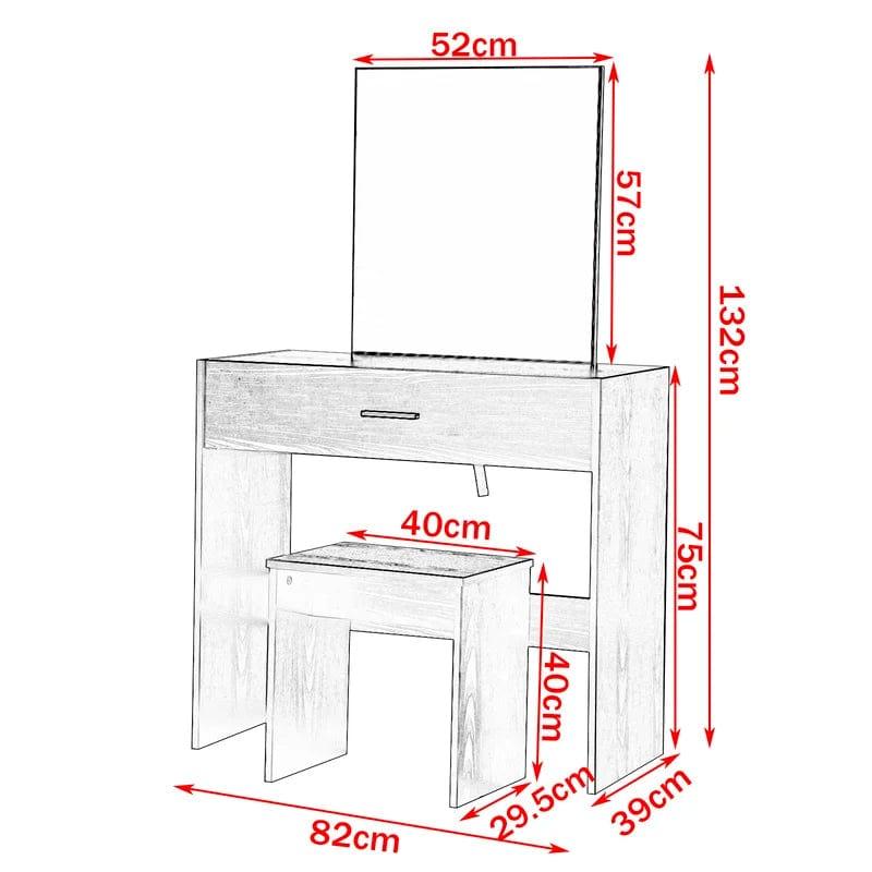 Soges Vanity Table Set with Mirror and Stool, Makeup Desk Dressing Table with Storage Drawer Make Up Table (White) - Ouch Cart 